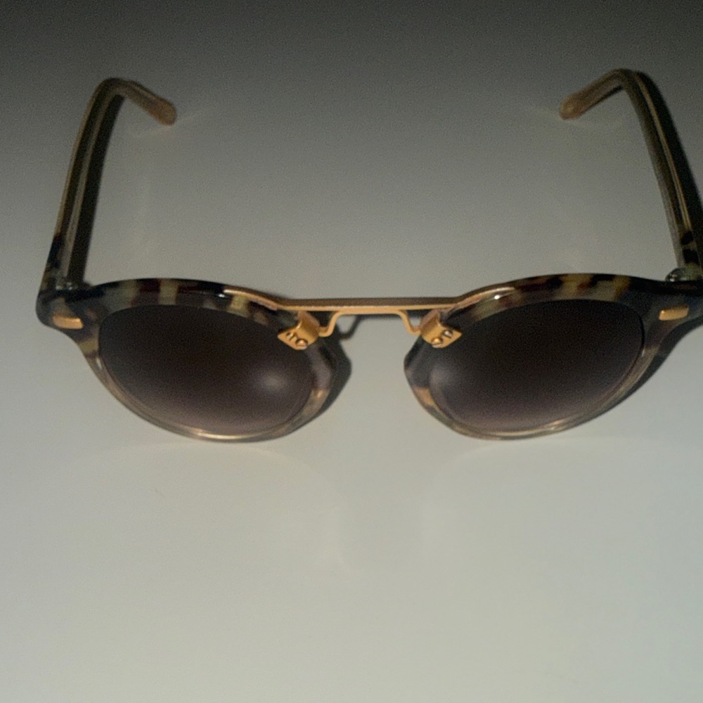 KREWE Tortoiseshell Round Sunglasses with Gold Bridge